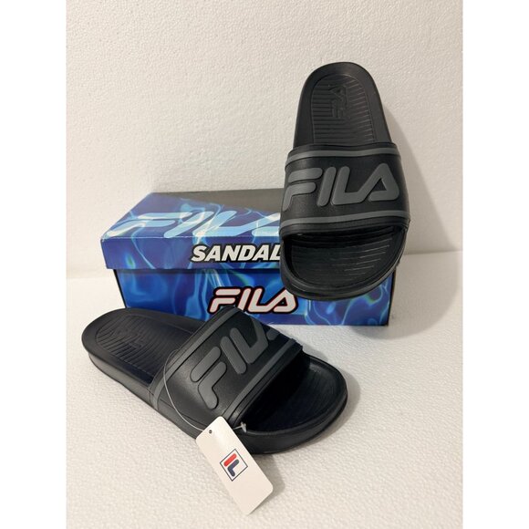 Fila Mens Sleek Slide ST Sandals Black Size 13 Rubber Slip-On Comfort Style - Picture 10 of 10